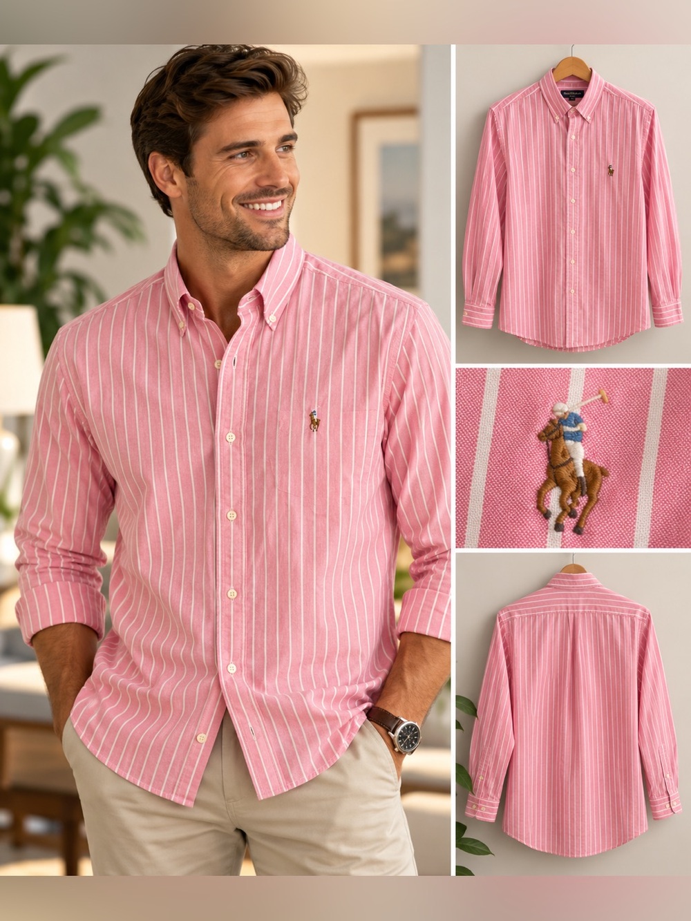 Ralph Lauren Blake Men’s Pink Striped Shirt – XL